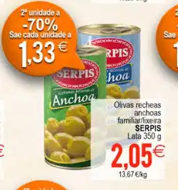 Plenus Supermercados SERPIS Olivas recheas anchoas familiar/lixeira oferta