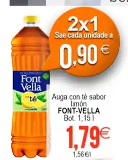 Plenus Supermercados FONT-VELLA Auga con té sabor limón oferta