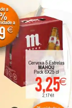 Plenus Supermercados MAHOU Cervexa 5 Estrelas oferta
