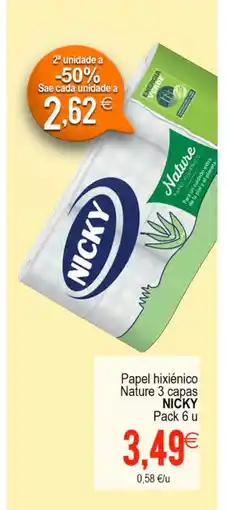 Plenus Supermercados NICKY Papel hixiénico Nature 3 capas oferta