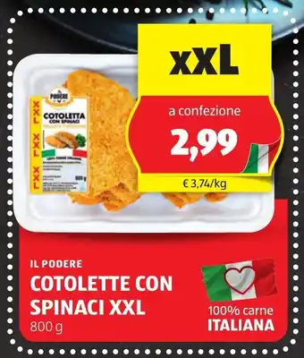 Lidl IL PODERE Cotolette con spinaci xxl oferta