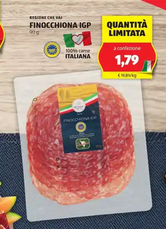 Lidl REGIONE CHE VAI Finocchiona igp oferta
