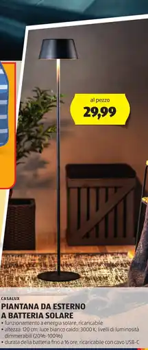 Lidl CASALUX Piantana da esterno a batteria solare oferta