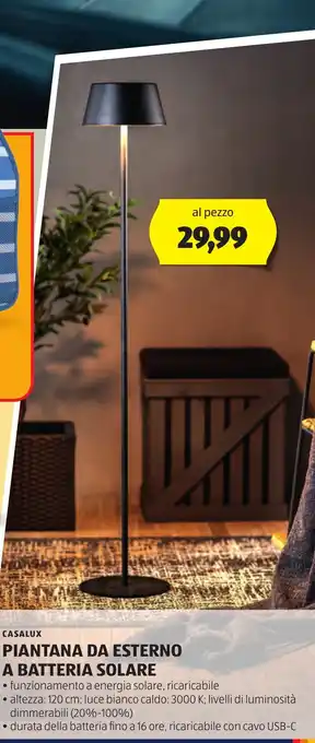 Lidl CASALUX Piantana da esterno a batteria solare oferta