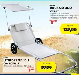 Lidl BELAVI Lettino prendisole con rotelle oferta