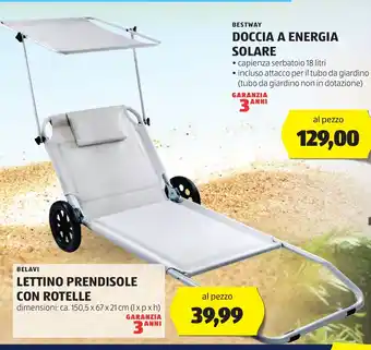 Lidl BELAVI Lettino prendisole con rotelle oferta