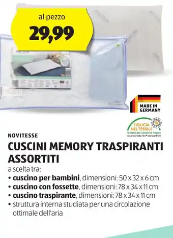 Lidl NOVITESSE Cuscini memory traspiranti assortiti oferta