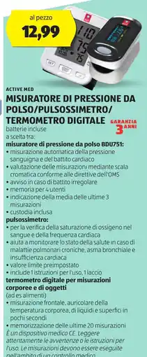 Lidl ACTIVE MEO Misuratore di pressione da polso/pulsossimetro/ termometro digitale oferta