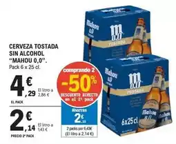 E.Leclerc Mahou - cerveza tostada sin alcohol 0,0 oferta