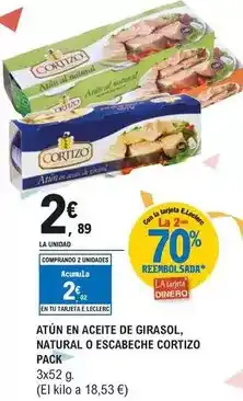 E.Leclerc Cortizo - atún en aceite de girasol, natural o escabeche oferta