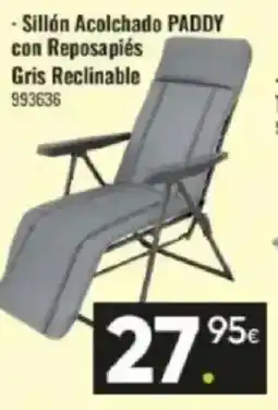 Family Cash Sillón acolchado paddy con reposapiés gris reclinable oferta