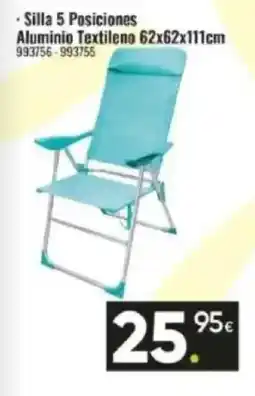 Family Cash Silla 5 Posiciones Aluminio Textileno 62x62x111cm 993756-993755 oferta