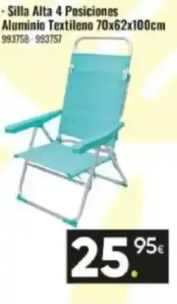 Family Cash Silla Alta 4 Posiciones Aluminio Textileno 70x62x100cm oferta
