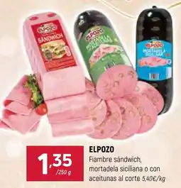 Coviran ELPOZO Fiambre sándwich, mortadela siciliana o con aceitunas oferta