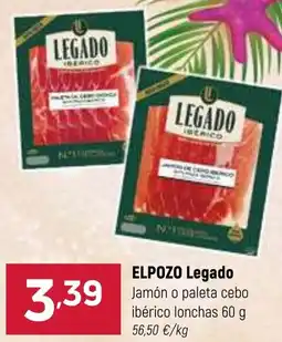 Coviran ELPOZO Legado Jamón o paleta cebo ibérico lonchas oferta
