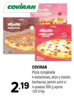 Coviran COVIRAN Pizza congelada 4 estaciones, atún y bacón, barbacoa, jamón york o 4 quesos oferta