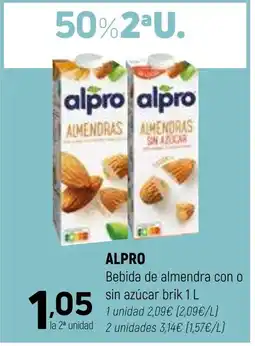 Coviran ALPRO Bebida de almendra con o sin azúcar oferta