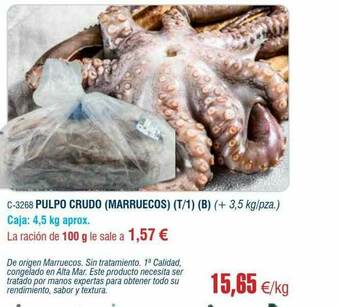 Abordo Pulpo Crudo (marruecos) oferta