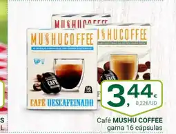 Supermercados Dani MUSHU COFFEE Café gama 16 cápsulas oferta