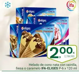 Supermercados Dani IFA-ELIGES Helado de cono nata con vainilla, fresa o caramelo oferta