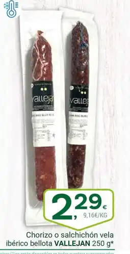 Supermercados Dani VALLEJAN Chorizo o salchichón vela ibérico bellota oferta