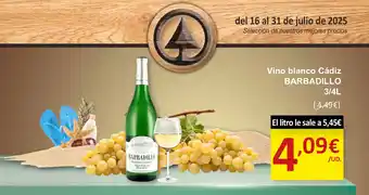 SPAR BARBADILLO Vino blanco Cádiz oferta