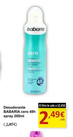SPAR BABARIA Desodorante cero 48h spray oferta