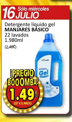 SPAR MANJARES BÁSICO Detergente líquido gel oferta