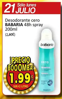 SPAR BABARIA Desodorante cero oferta