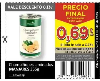 SPAR MANJARES Champiñones laminados oferta