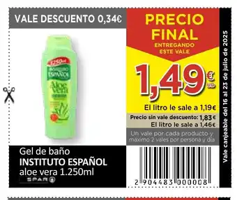 SPAR INSTITUTO ESPAÑOL Gel de baño aloe vera oferta