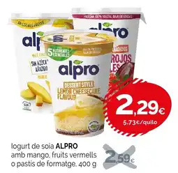 Condis ALPRO logurt de soia amb mango, fruits vermells o pastís de formatge oferta