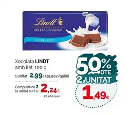 Condis LINDT Xocolata amb llet oferta