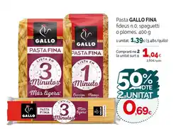 Condis GALLO FINA Pasta fideus n.o, spaguetti o plomes oferta