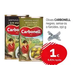 Condis CARBONELL Olives negres sense os o farcides oferta