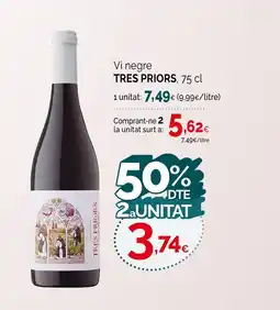 Condis TRES PRIORS Vi negre oferta