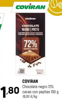 Coviran COVIRAN Chocolate negro 72% cacao con pepitas oferta