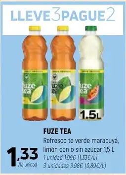 Coviran FUZE TEA Refresco te verde maracuyá, limón con o sin azúcar oferta