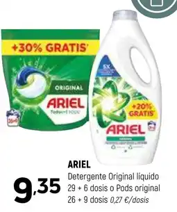 Coviran ARIEL Detergente Original líquido 29 +6 dosis o Pods original 26 9 dosis oferta