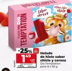 Dia Dia temptation - helado de hielo sabor chicle y cereza oferta
