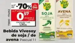 Dia Pascual - bebida vivesoy de soja / de avena oferta