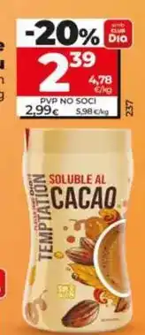 Dia Dia temptation - soluble al cacao 500 g oferta