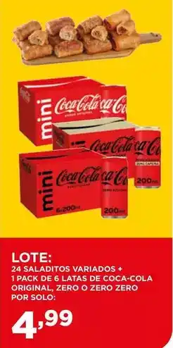 Alimerka Coca cola - 24 saladitos variados + 1 pack de 6 latas de original zero o zero zero oferta