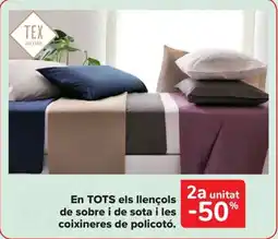 Carrefour En tots els llençols de sobre i de sota i les coixineres de policotó. oferta