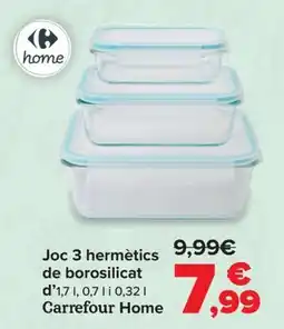 Carrefour Joc 3 hermètics de borosilicat d'1,7 1, 0,7 | i 0,321 Carrefour Home oferta