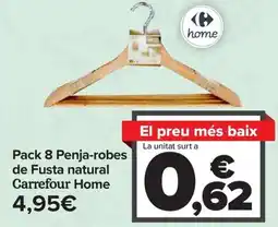 Carrefour Pack 8 Penja-robes de Fusta natural Carrefour Home oferta