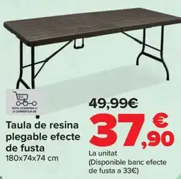Carrefour Taula de resina plegable efecte de fusta 180x74x74 cm oferta