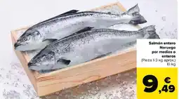 Carrefour Salmón entero Noruego por medios o enteros oferta