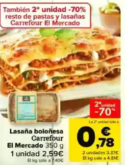 Carrefour Lasaña boloñesa Carrefour El Mercado oferta