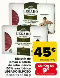 Carrefour LEGADO ELPOZO Maletín de jamón o paleta de cebo ibérico 50% raza ibérica oferta